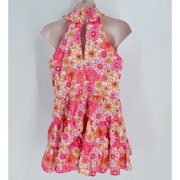 Alexia Admor Wildflowers Halter Dress Size 14 100% Cotton 70s BOHO Ruffle Hem - Picture 8 of 14